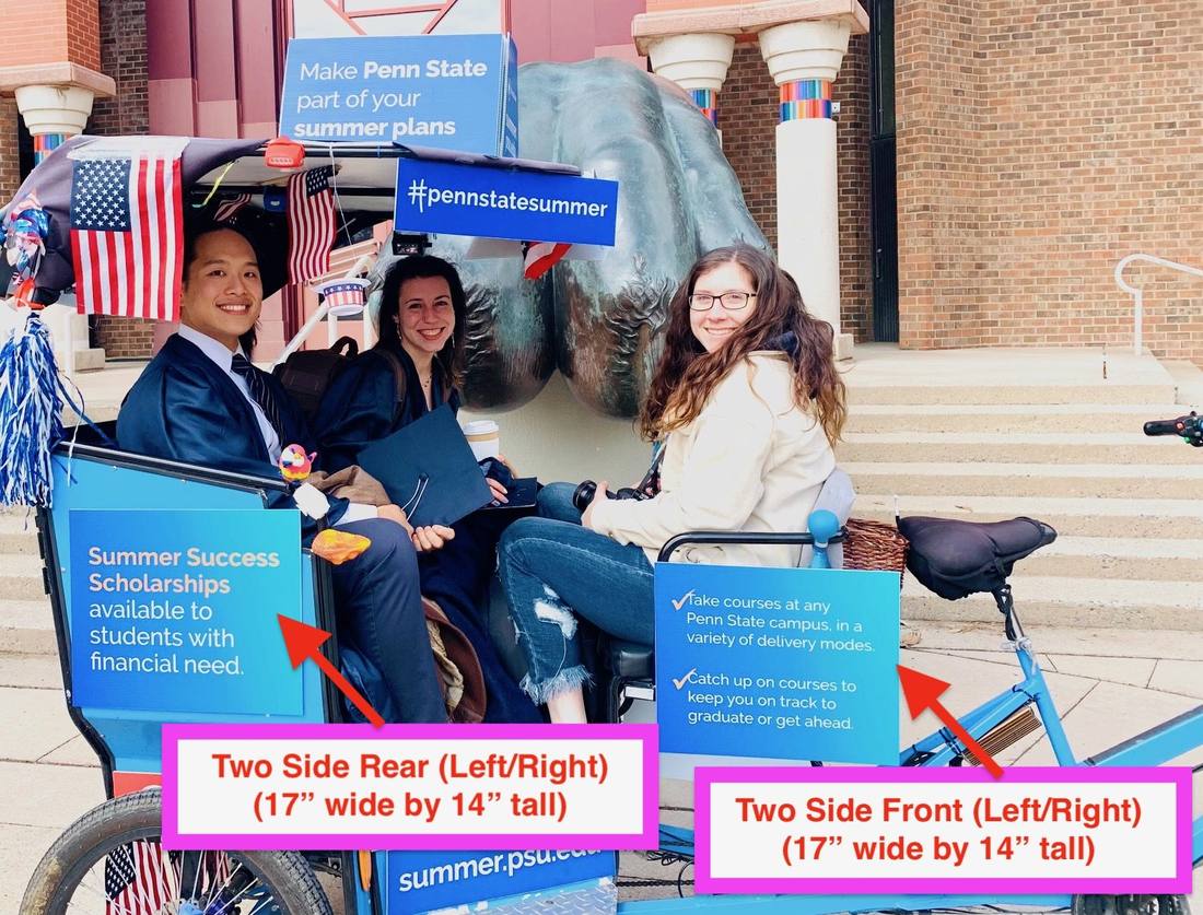 Chariot Side pedicab sign placement